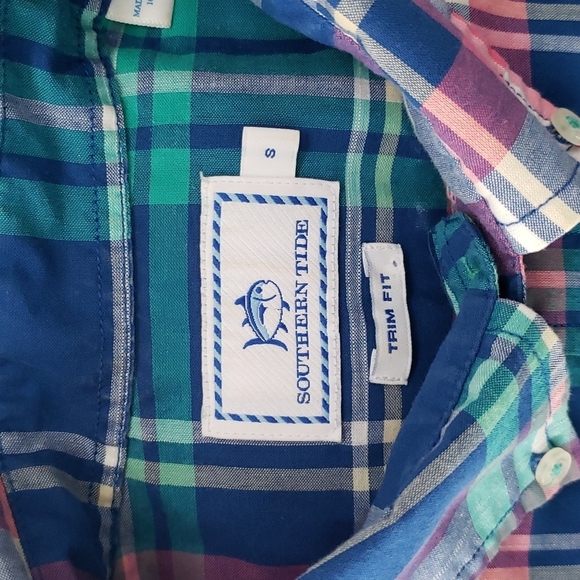 Southern Tide Plaid Hadley Popover Button Down Trim Fit - Picture 3 of 4